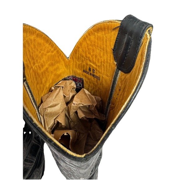 🔥Old Gringo Boots🖤BLACK Magic🎱Leather Western Cowgirl Snip Toe Embroidery 8 - Picture 6 of 8